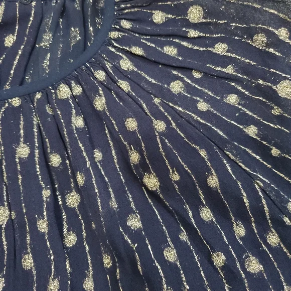 Vintage Rizkallah for Malcolm Starr Navy Gold Blouse Size 12